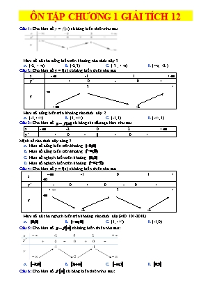 Trắc nghiệm Ôn tập Giải tích 12 - Chương 1 Theo từng mức độ (Có đáp án)